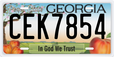 GA license plate CEK7854