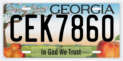 GA license plate CEK7860