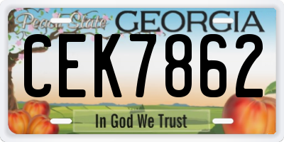 GA license plate CEK7862