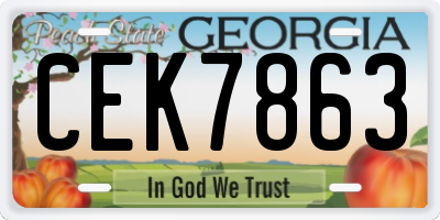 GA license plate CEK7863