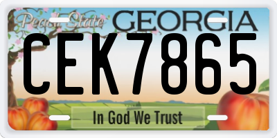GA license plate CEK7865