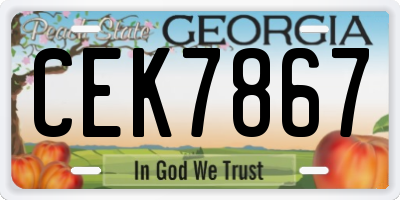 GA license plate CEK7867