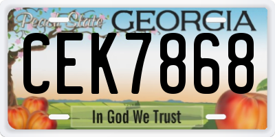 GA license plate CEK7868