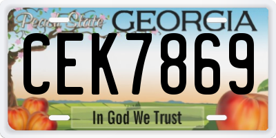 GA license plate CEK7869