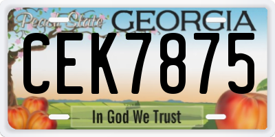 GA license plate CEK7875