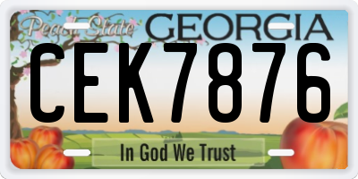 GA license plate CEK7876