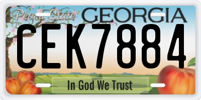 GA license plate CEK7884