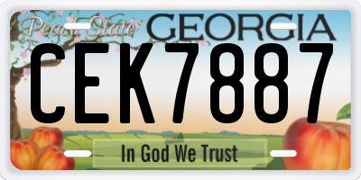 GA license plate CEK7887