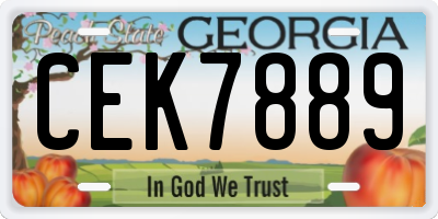 GA license plate CEK7889