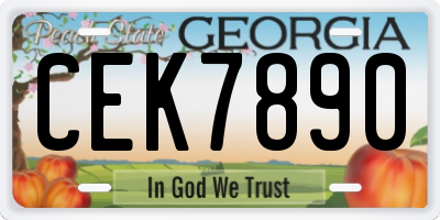 GA license plate CEK7890