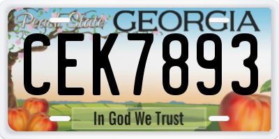 GA license plate CEK7893