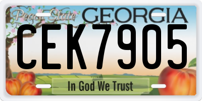 GA license plate CEK7905