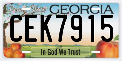 GA license plate CEK7915