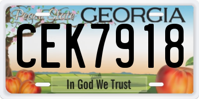 GA license plate CEK7918