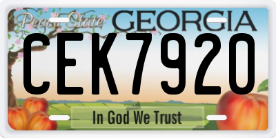 GA license plate CEK7920