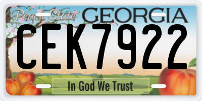 GA license plate CEK7922