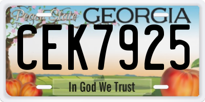 GA license plate CEK7925