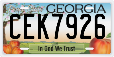 GA license plate CEK7926