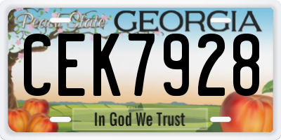 GA license plate CEK7928