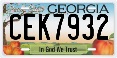 GA license plate CEK7932