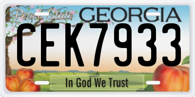 GA license plate CEK7933