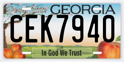 GA license plate CEK7940