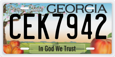 GA license plate CEK7942