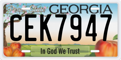 GA license plate CEK7947