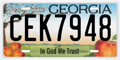 GA license plate CEK7948