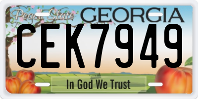 GA license plate CEK7949