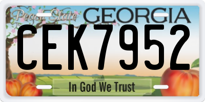GA license plate CEK7952