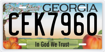 GA license plate CEK7960