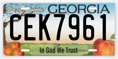 GA license plate CEK7961
