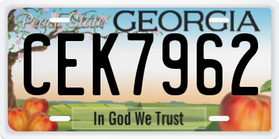 GA license plate CEK7962