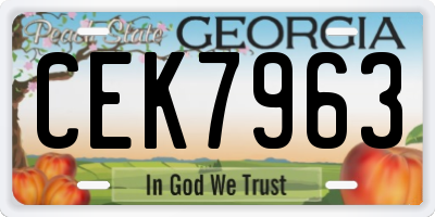 GA license plate CEK7963