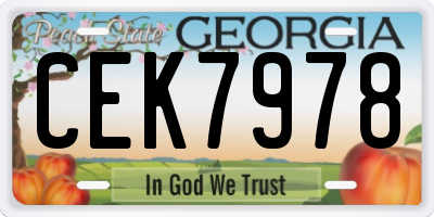 GA license plate CEK7978