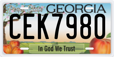 GA license plate CEK7980