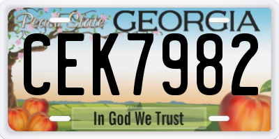 GA license plate CEK7982