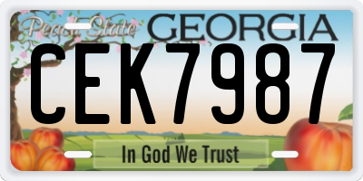 GA license plate CEK7987