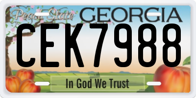 GA license plate CEK7988