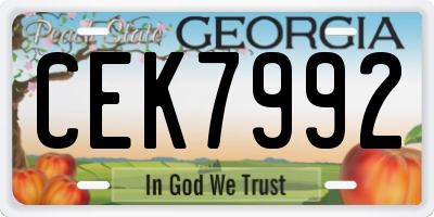GA license plate CEK7992
