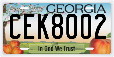 GA license plate CEK8002