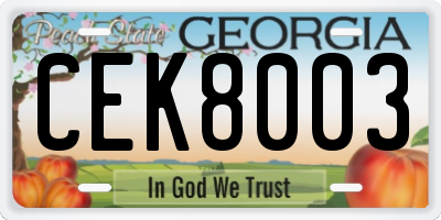 GA license plate CEK8003