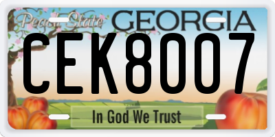 GA license plate CEK8007