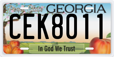 GA license plate CEK8011