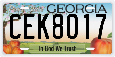 GA license plate CEK8017
