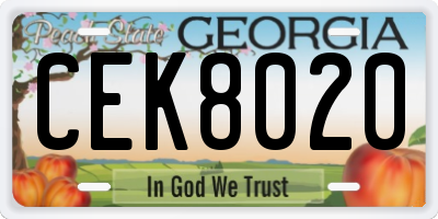 GA license plate CEK8020