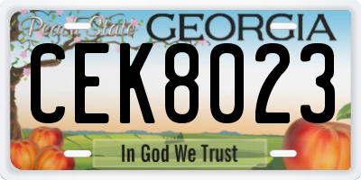 GA license plate CEK8023