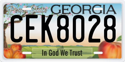 GA license plate CEK8028