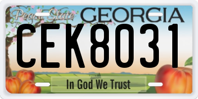 GA license plate CEK8031